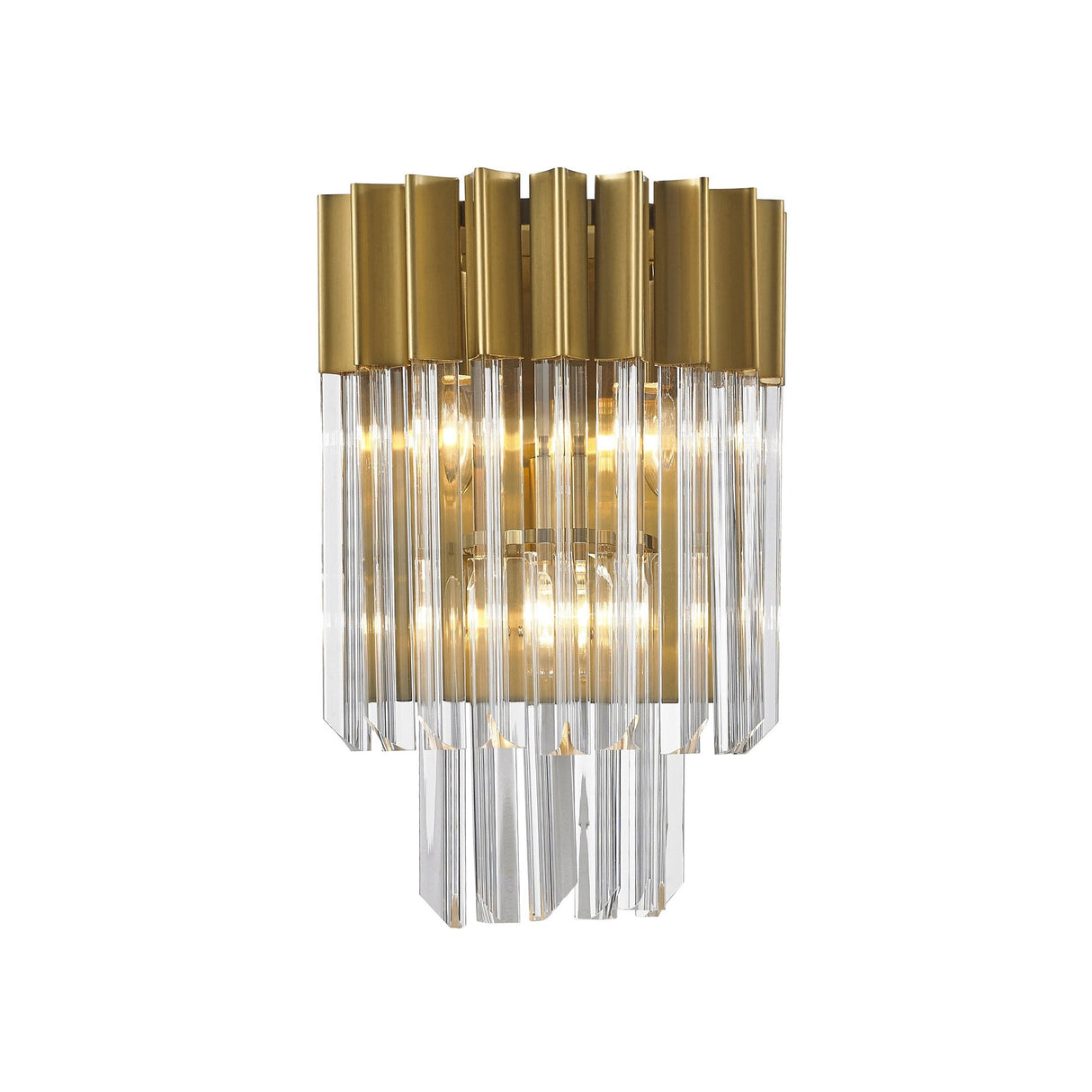 Brass and Glass Triple Light Wall Sconce