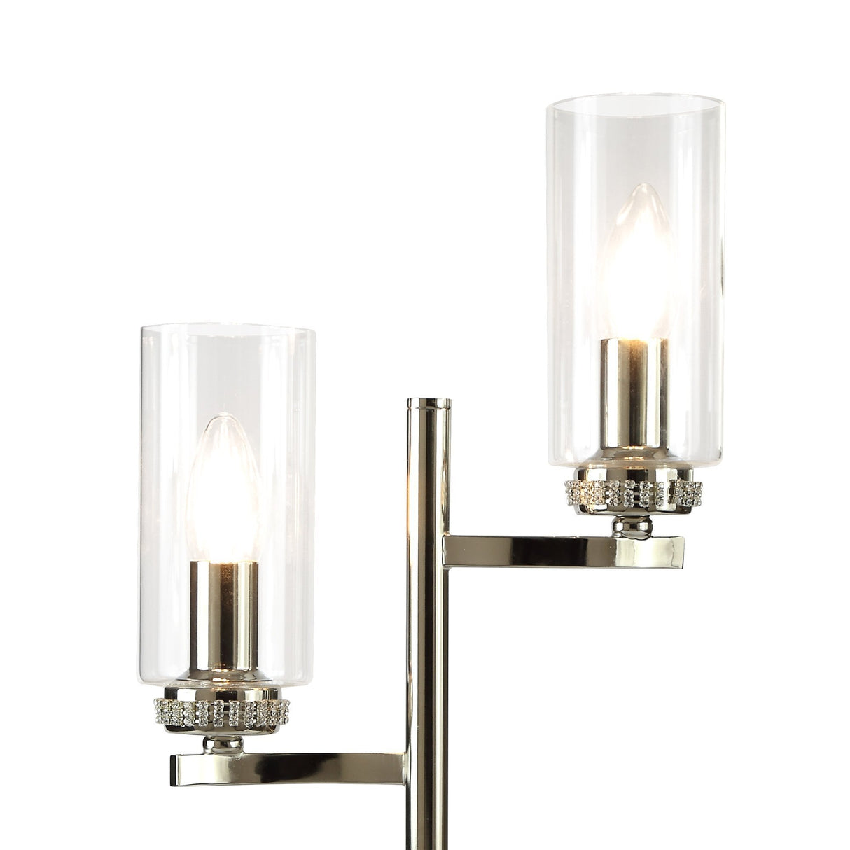 Polished Nickel Dual-Light Table Lamp with Crystal Accents