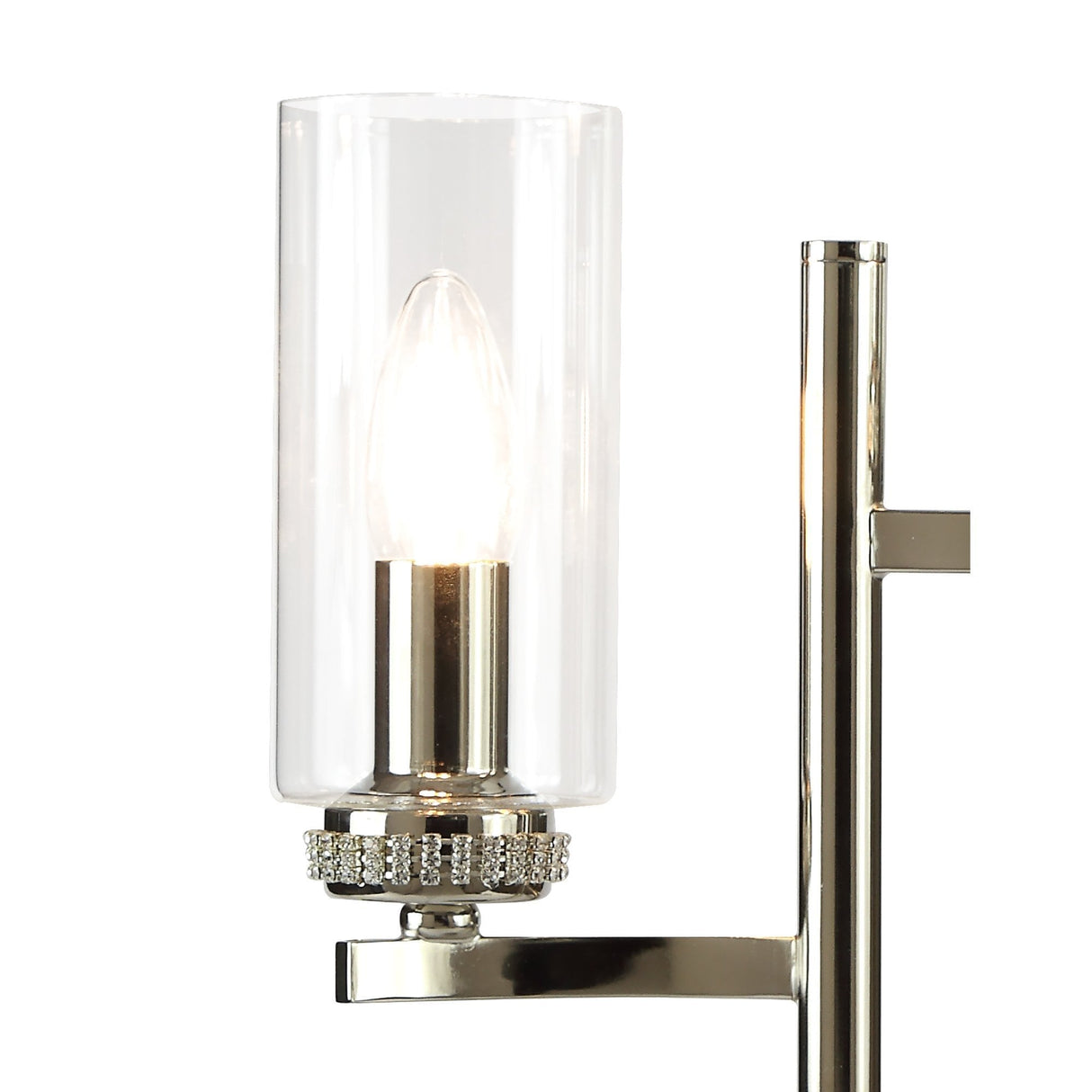 Polished Nickel Dual-Light Table Lamp with Crystal Accents