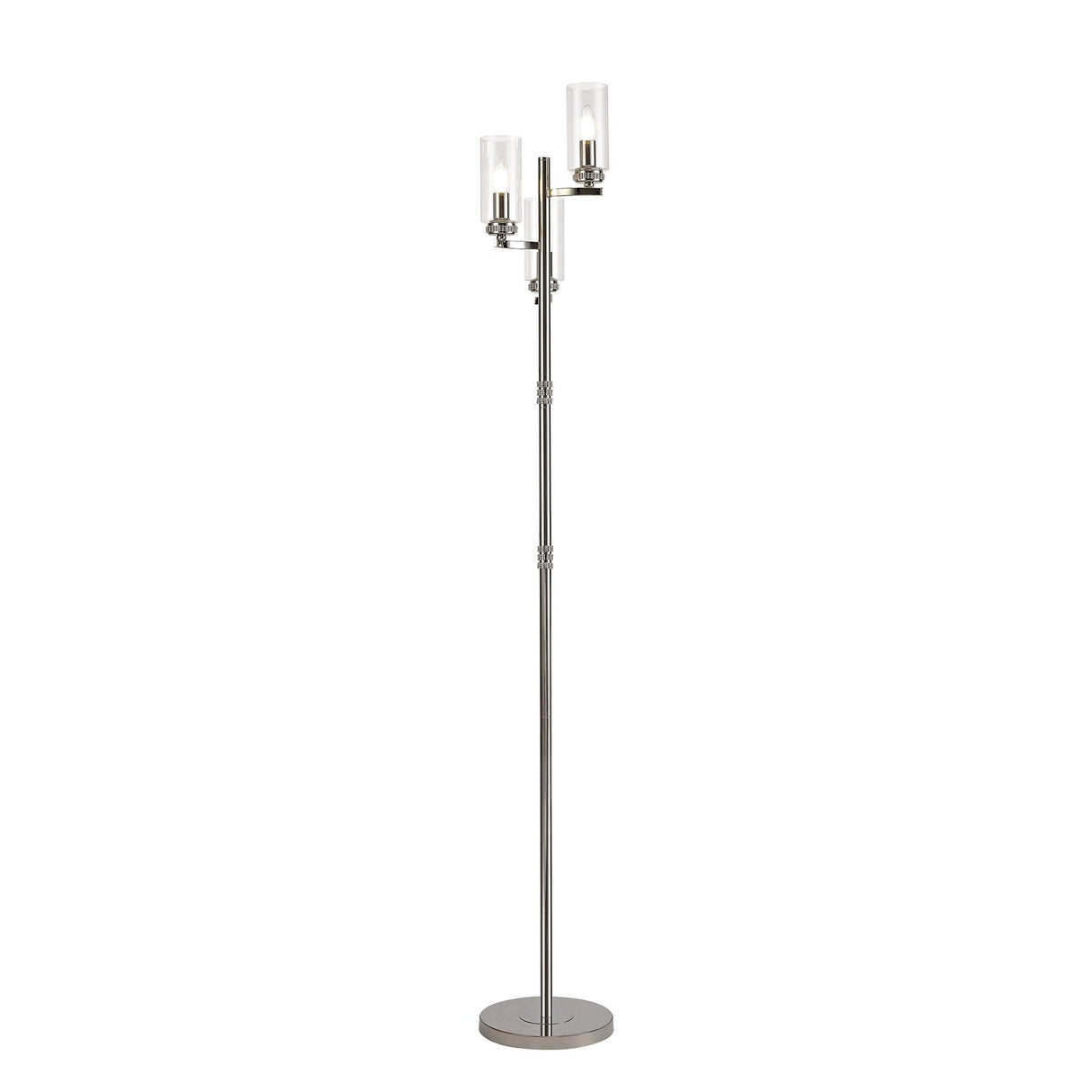 Polished Nickel 3-Light Floor Lamp with Clear Crystal Accents