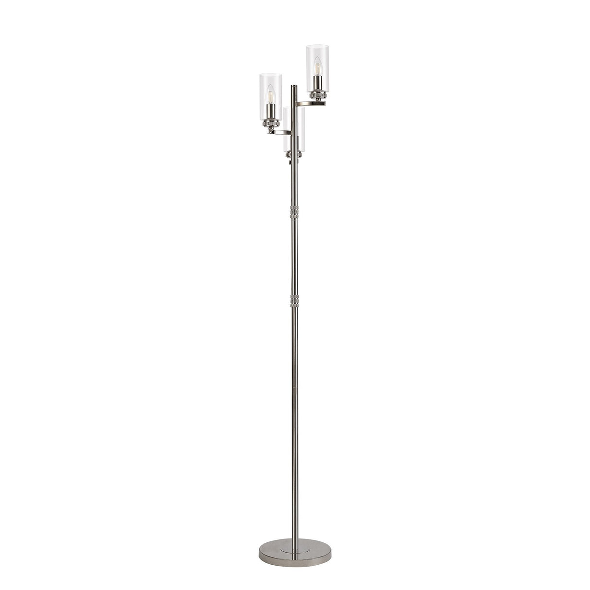 Polished Nickel 3-Light Floor Lamp with Clear Crystal Accents