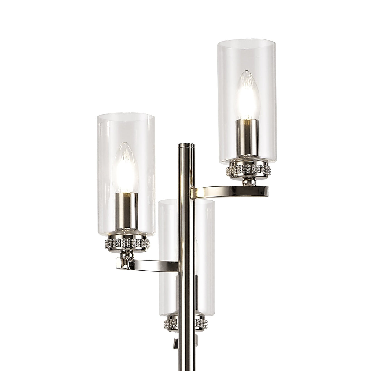 Polished Nickel 3-Light Floor Lamp with Clear Crystal Accents
