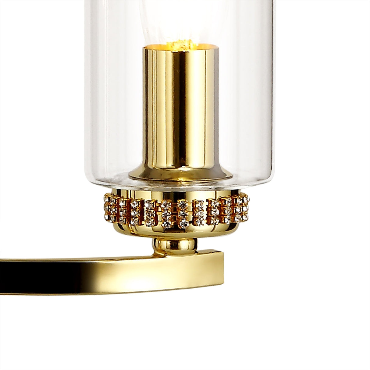 Elegant Twin-Light Table Lamp in Polished Gold with Clear Crystal Shade
