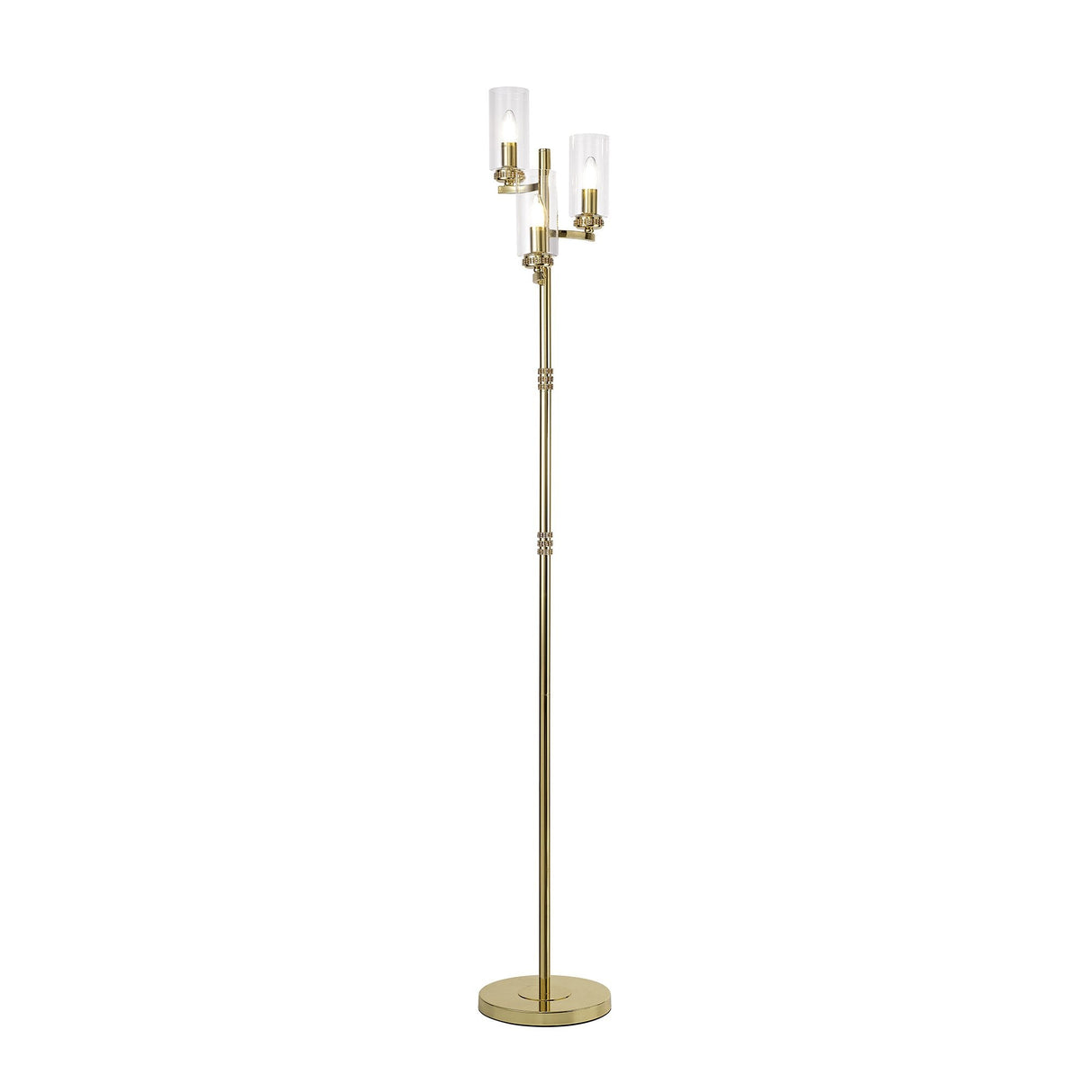 Elegant Polished Gold Floor Lamp with Crystal Accents