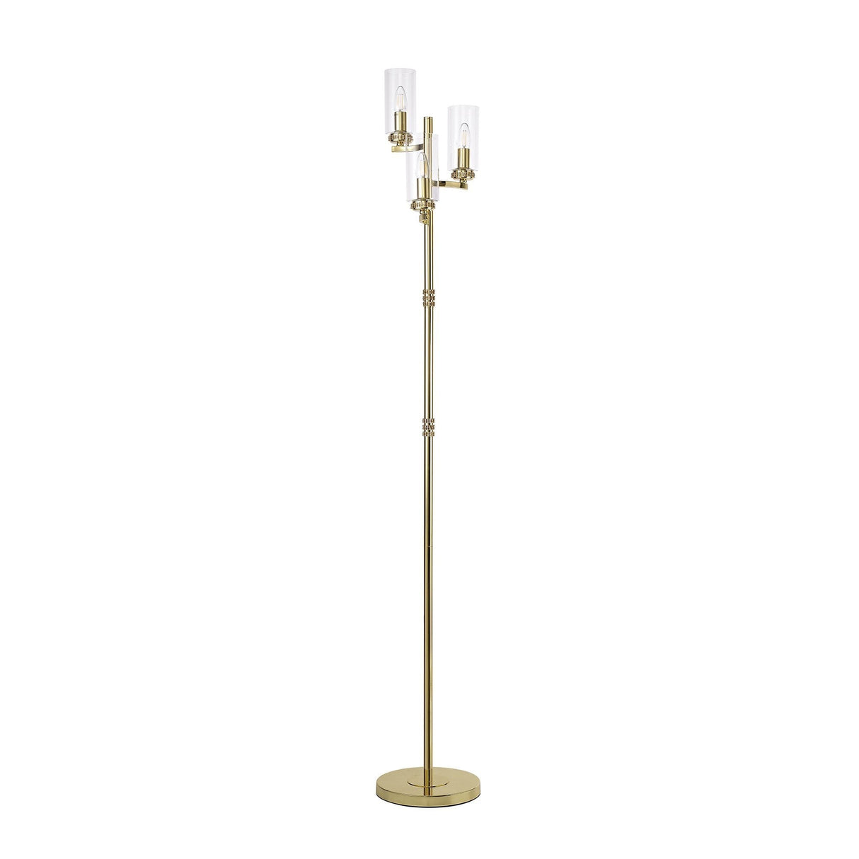 Elegant Polished Gold Floor Lamp with Crystal Accents