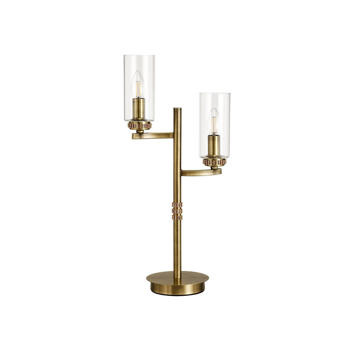 Vintage Elegance Table Lamp with Dual E14 Sockets and Antique Brass Finish