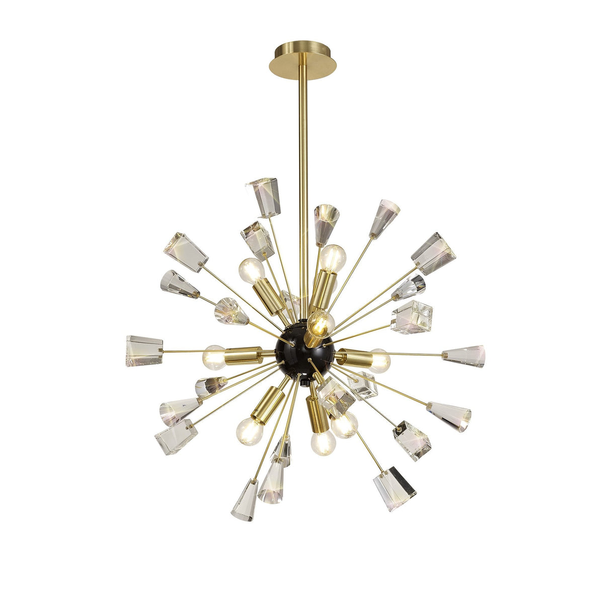 Brushed Gold & Black Sputnik Pendant Chandelier with 9 Crystal Lights