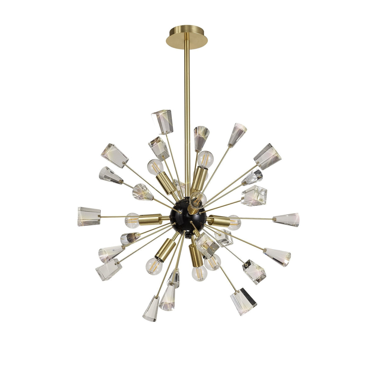 Brushed Gold & Black Sputnik Pendant Chandelier with 9 Crystal Lights