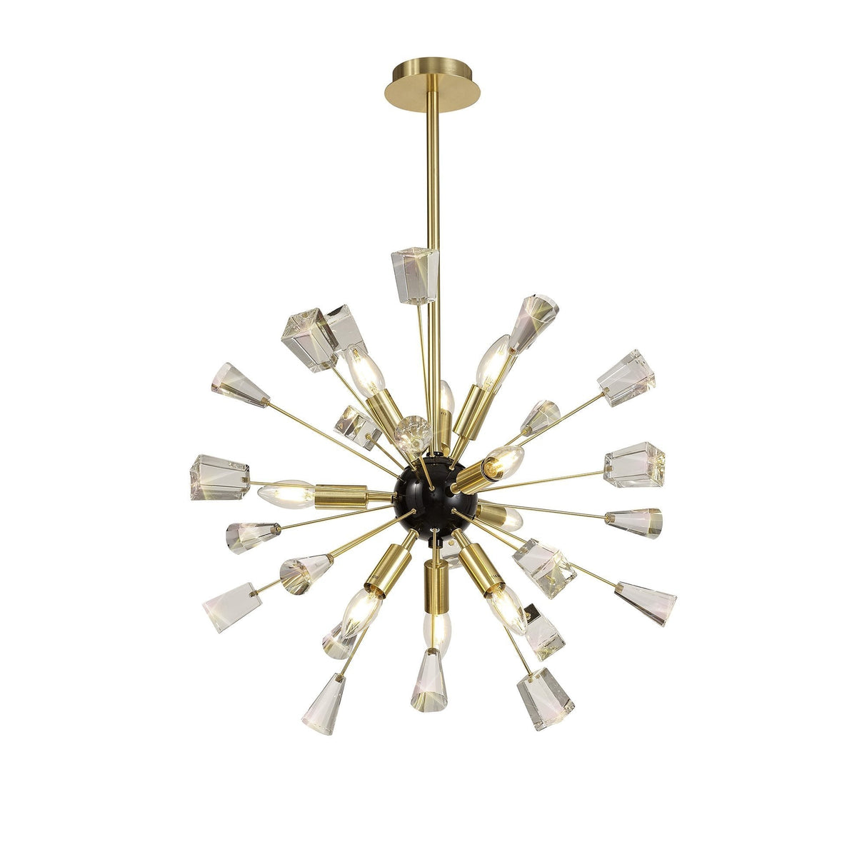 Brushed Gold & Black Sputnik Pendant Chandelier with 9 Crystal Lights