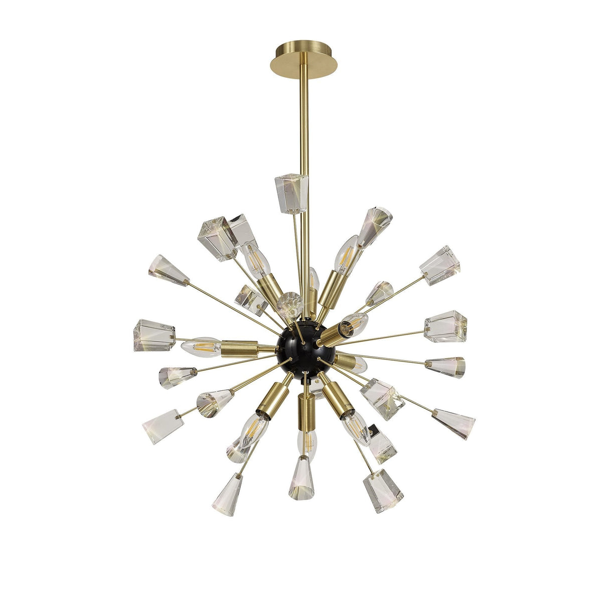Brushed Gold & Black Sputnik Pendant Chandelier with 9 Crystal Lights