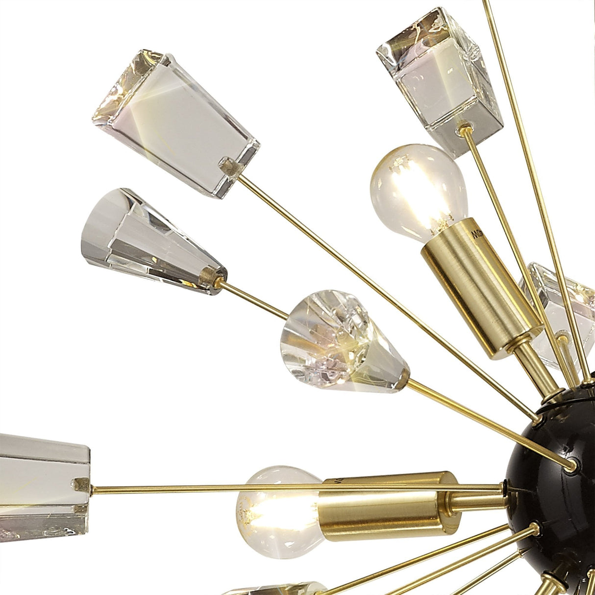 Brushed Gold & Black Sputnik Pendant Chandelier with 9 Crystal Lights