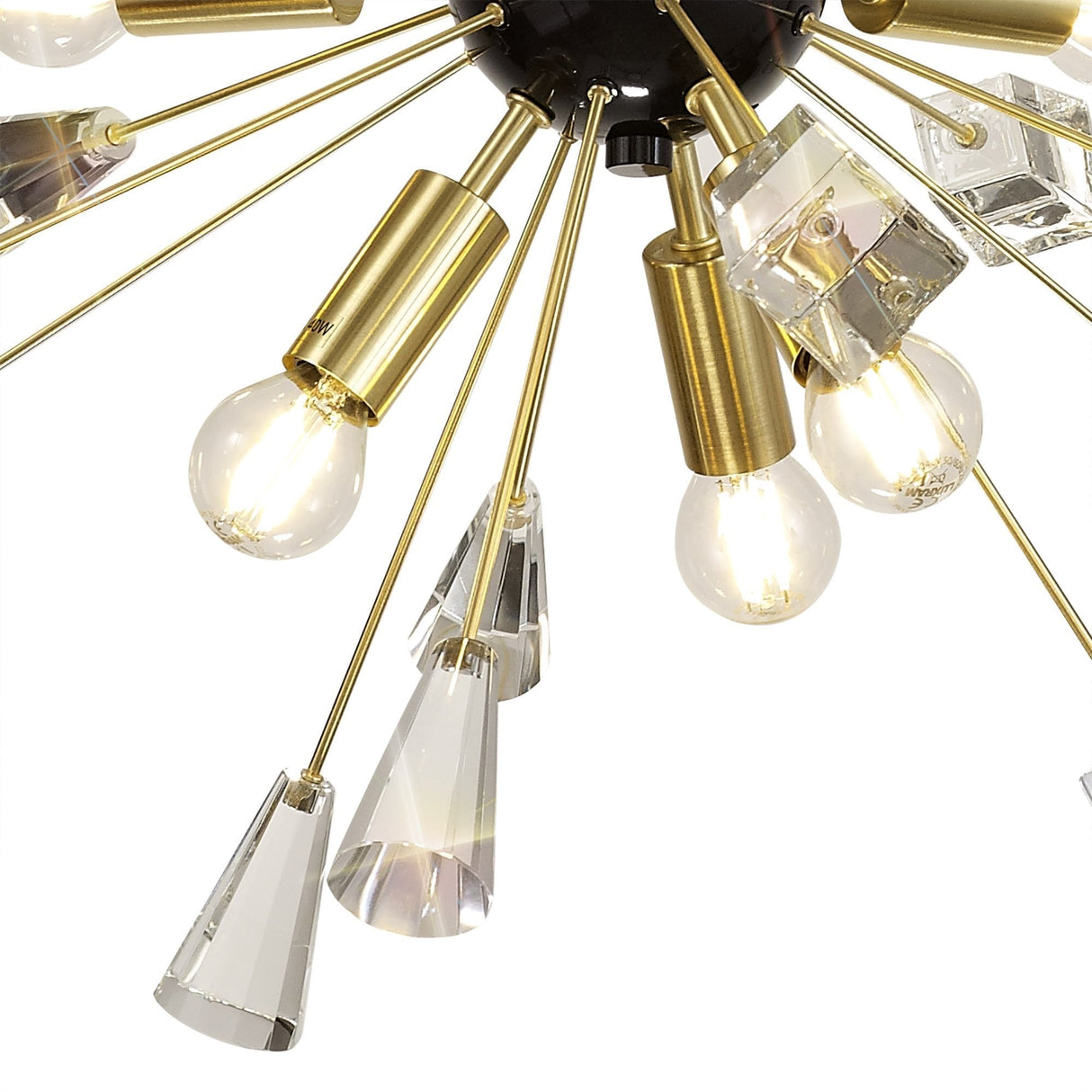 Brushed Gold & Black Sputnik Pendant Chandelier with 9 Crystal Lights