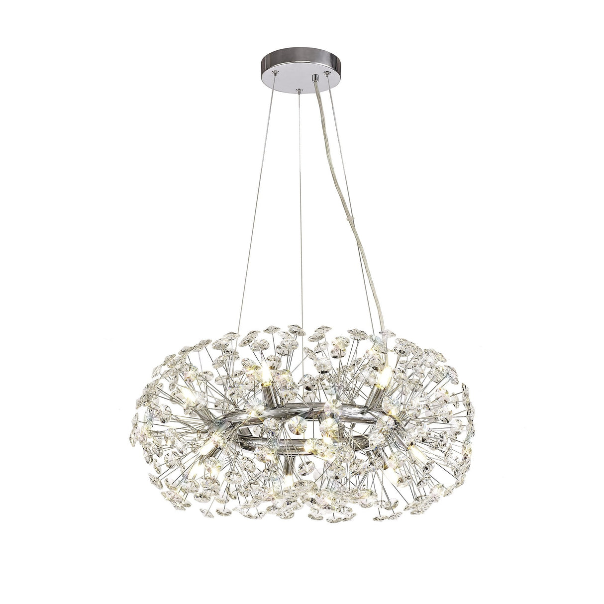 Radiant Cascade 12-Light Crystal Pendant in Polished Chrome