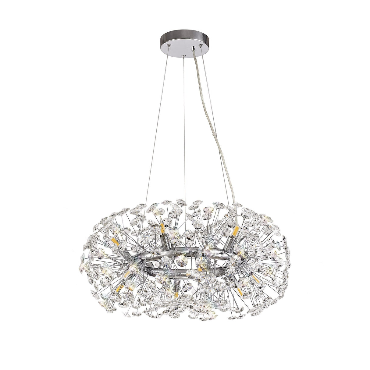 Radiant Cascade 12-Light Crystal Pendant in Polished Chrome
