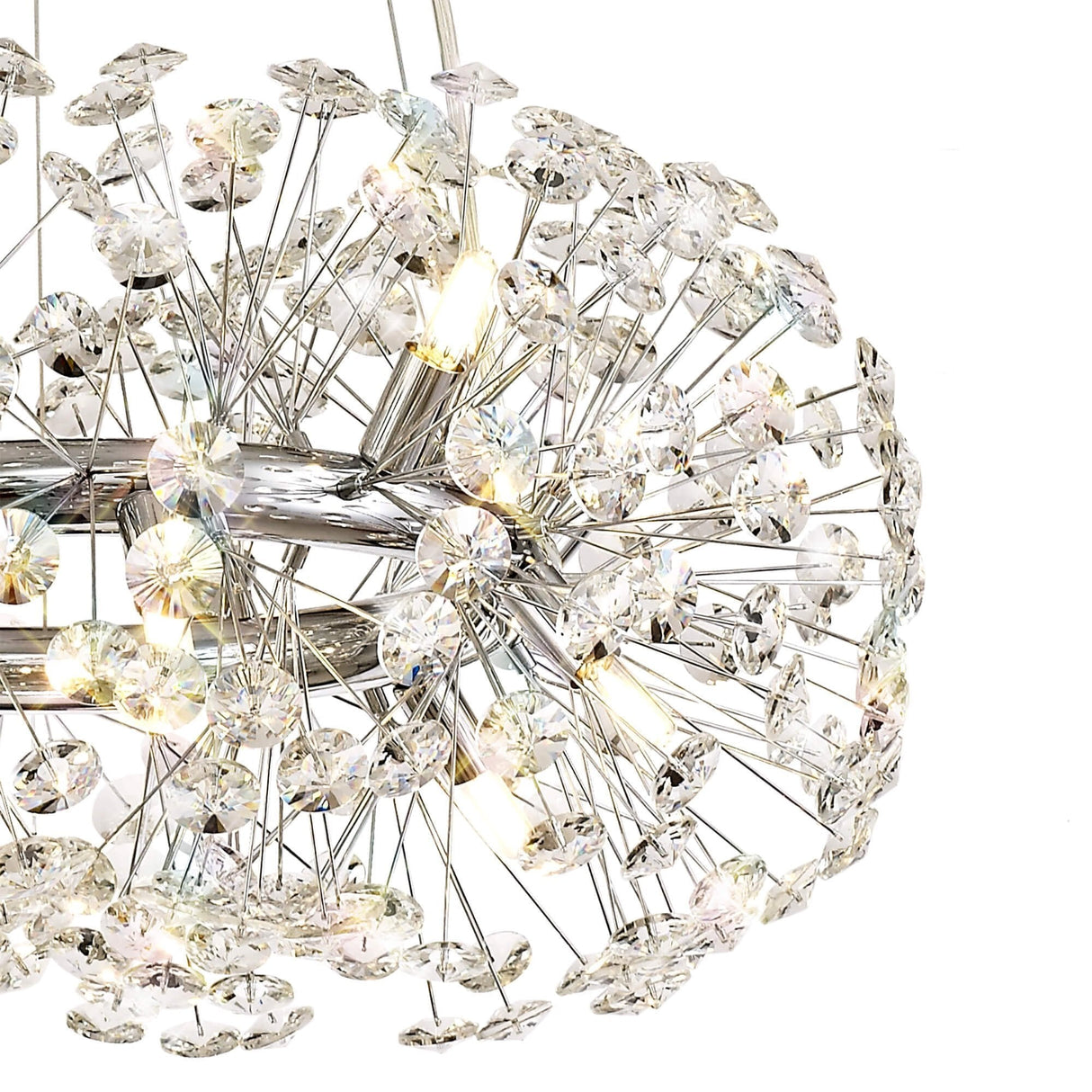 Radiant Cascade 12-Light Crystal Pendant in Polished Chrome