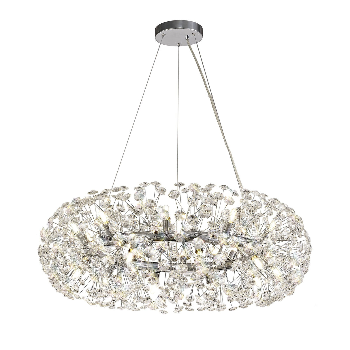 Radiant 20-Light K9 Crystal Pendant in Polished Chrome