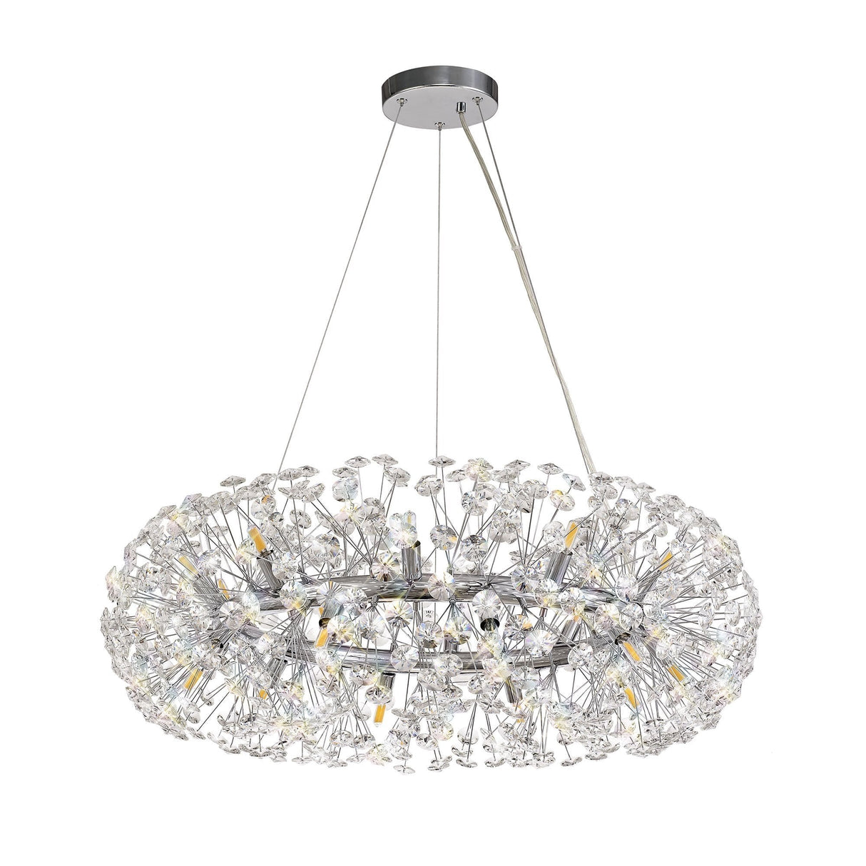Radiant 20-Light K9 Crystal Pendant in Polished Chrome