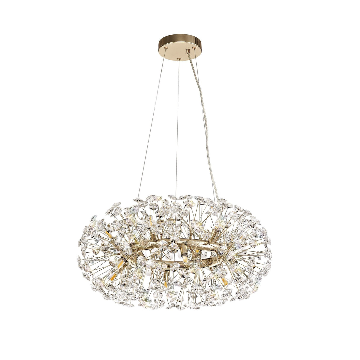 Glamourous 12-Light French Gold Crystal Pendant Chandelier