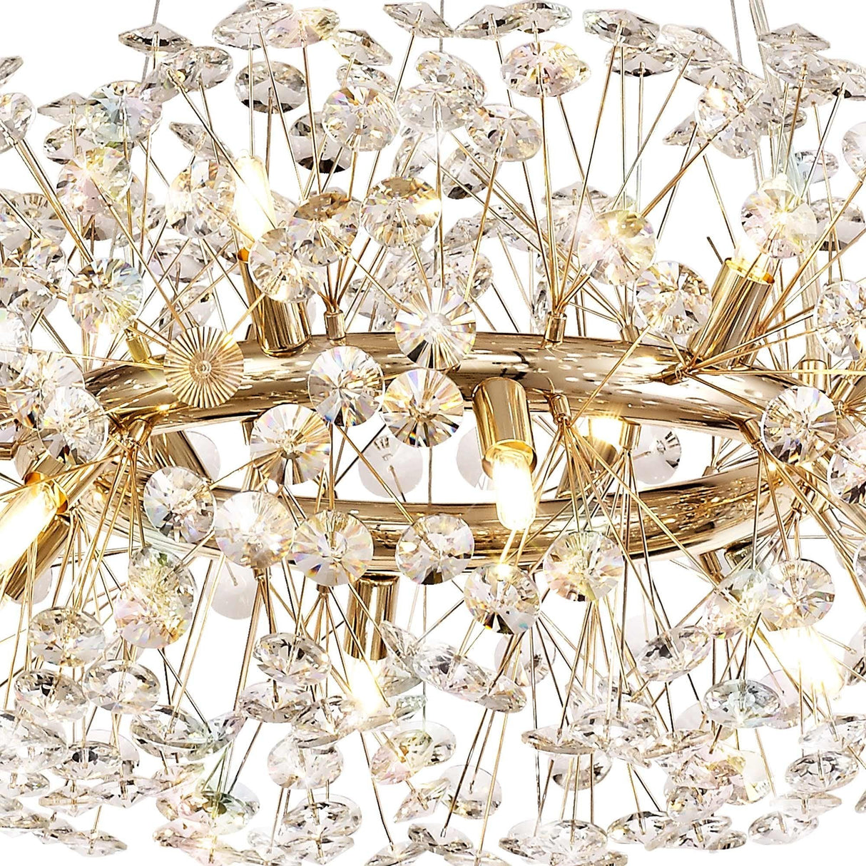 Glamourous 12-Light French Gold Crystal Pendant Chandelier