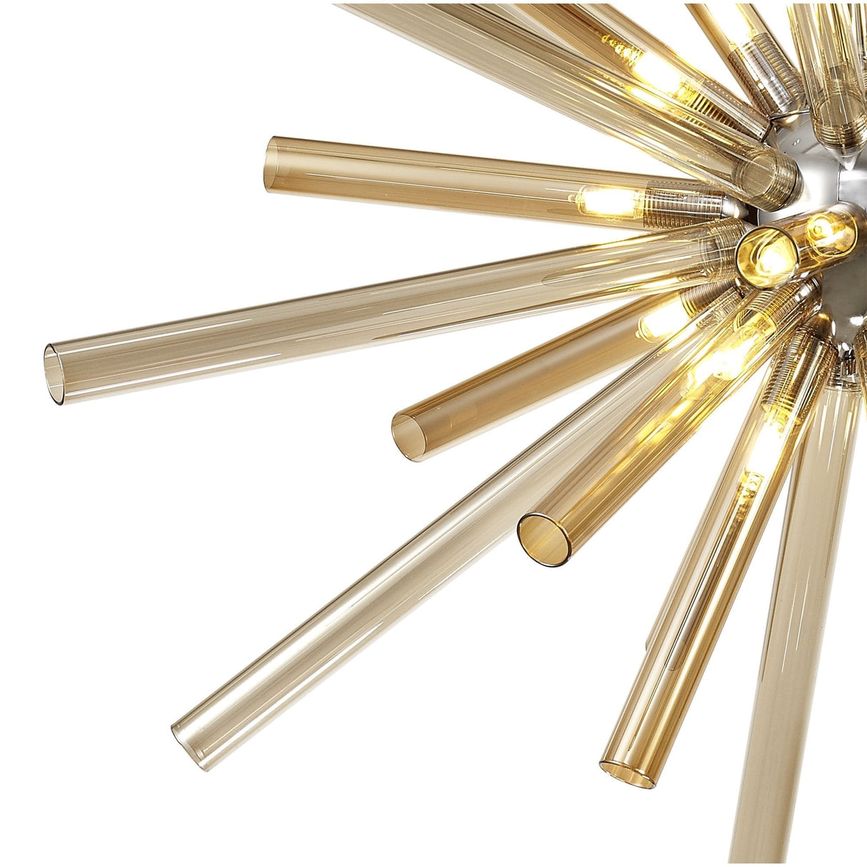 Radiant 16-Light Pendant with Amber & Champagne Hues, Polished Chrome Finish