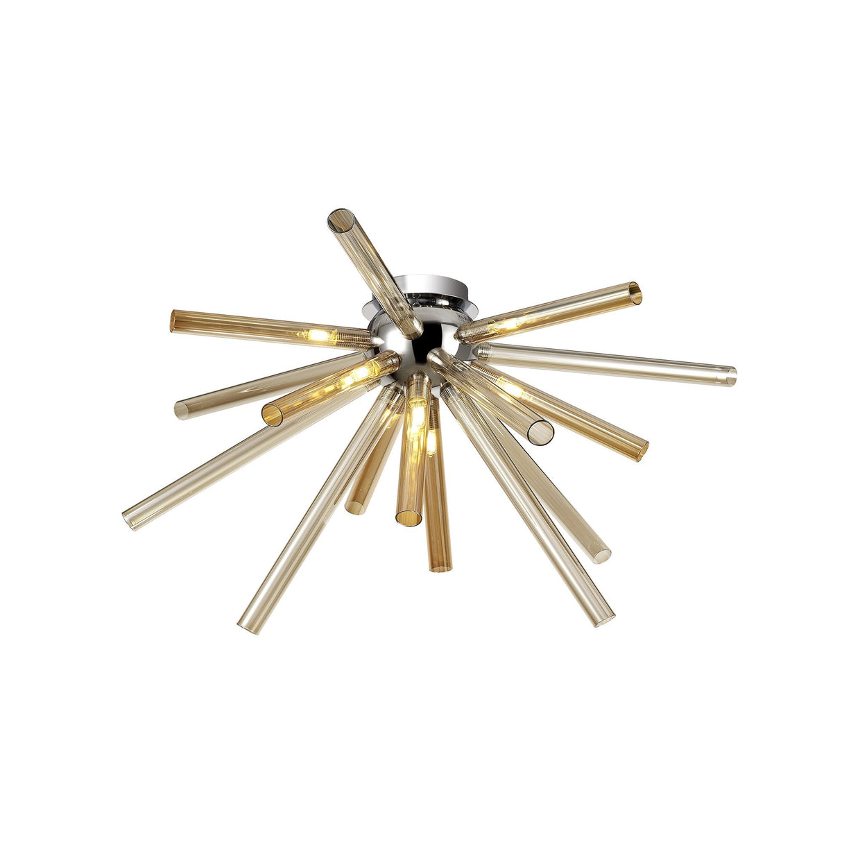 Elegant Amber & Champagne Semi-Flush Ceiling Light with Polished Chrome Finish