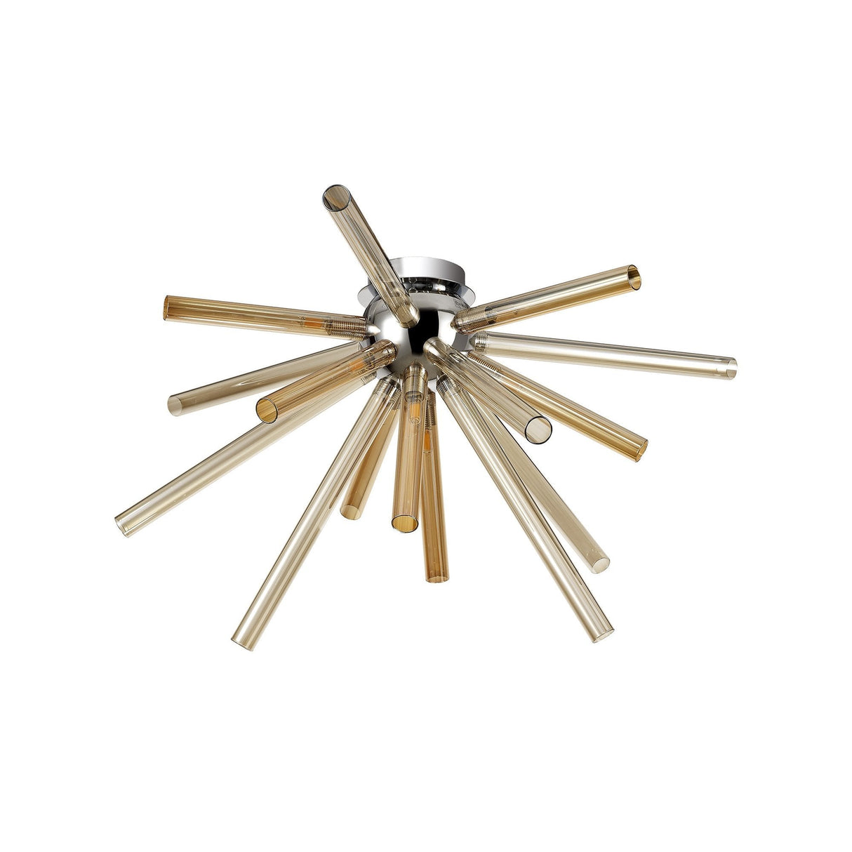 Elegant Amber & Champagne Semi-Flush Ceiling Light with Polished Chrome Finish
