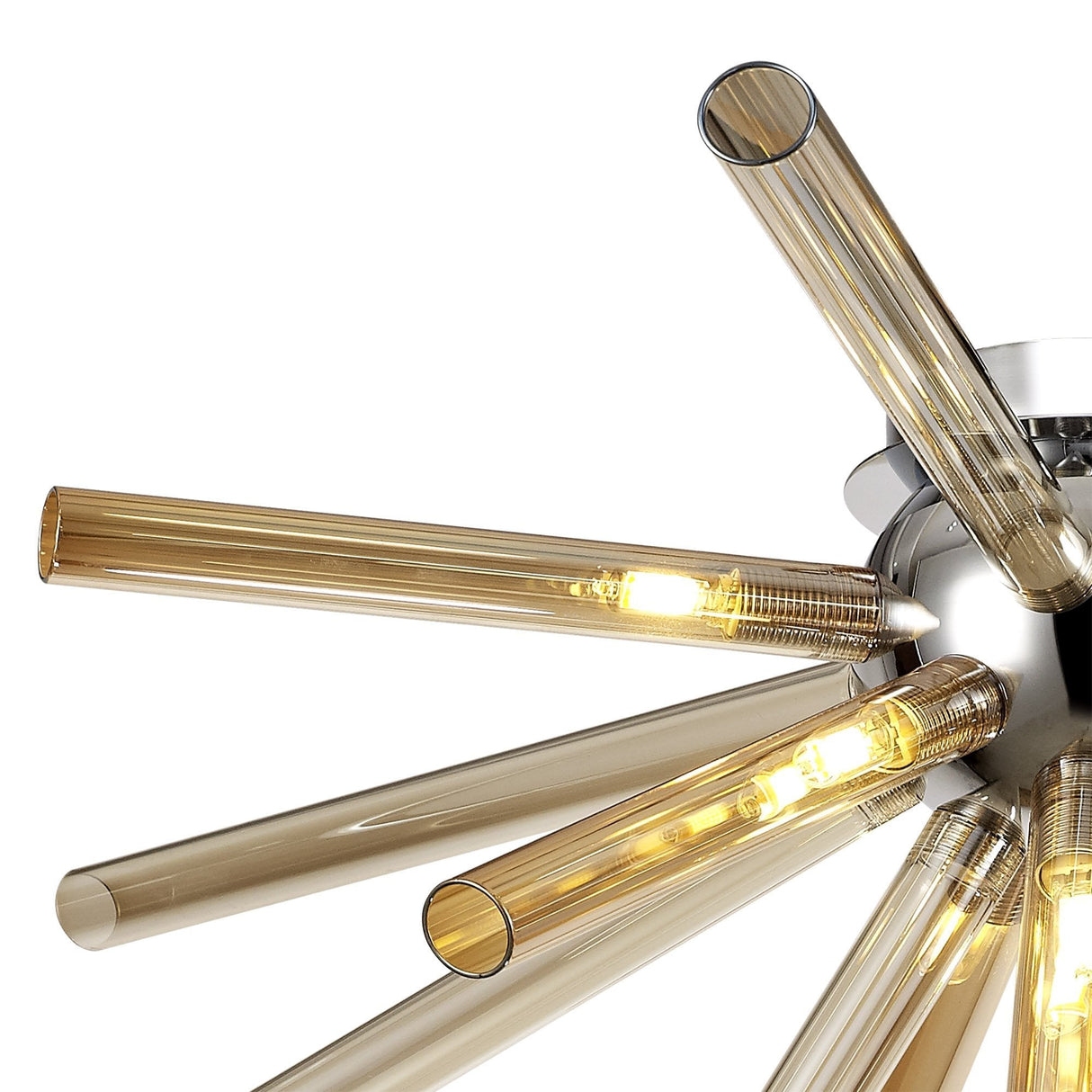 Elegant Amber & Champagne Semi-Flush Ceiling Light with Polished Chrome Finish