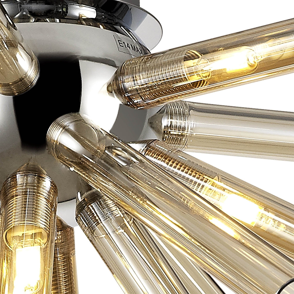 Elegant Amber & Champagne Semi-Flush Ceiling Light with Polished Chrome Finish