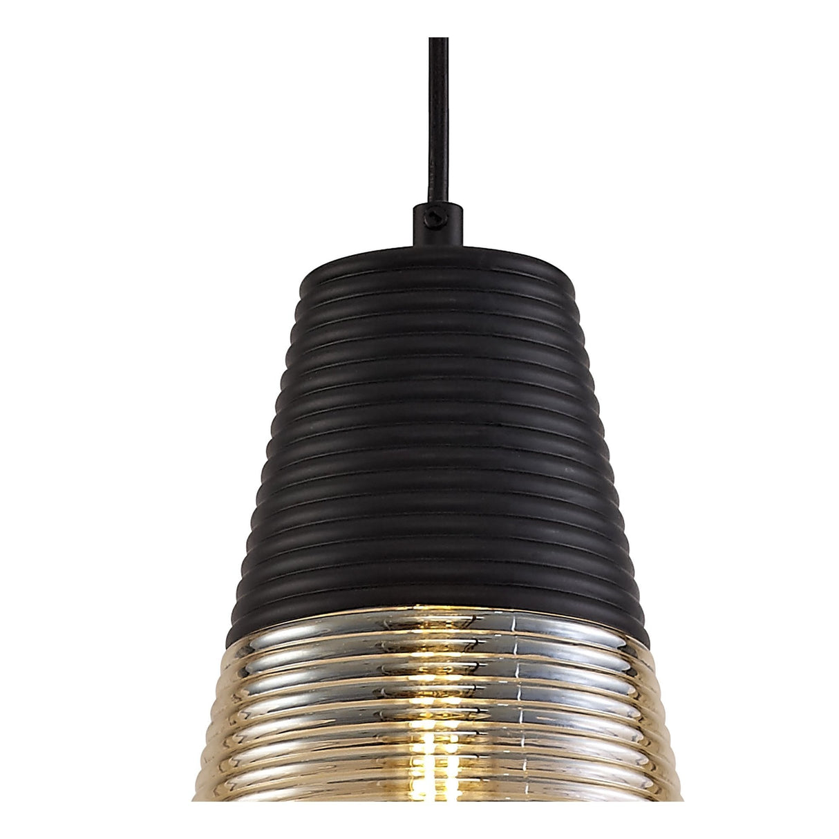 Elegant Black and Amber Glass Cone Pendant Light, E27 Socket