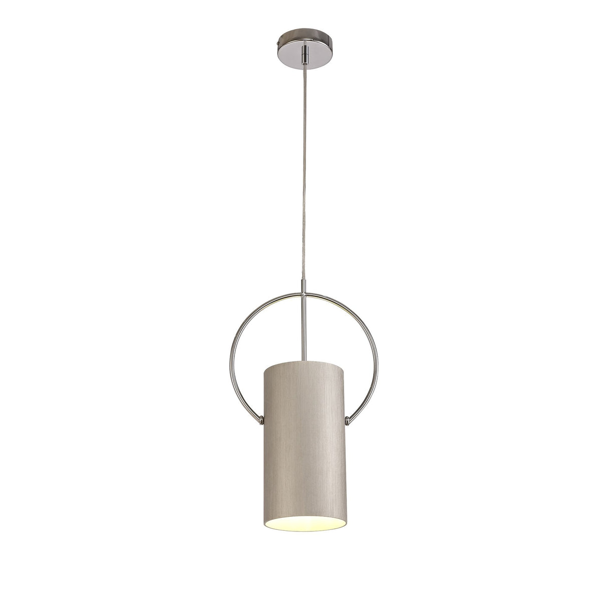 Elegant Satin Nickel and Chrome Single Pendant Light with E27 Socket