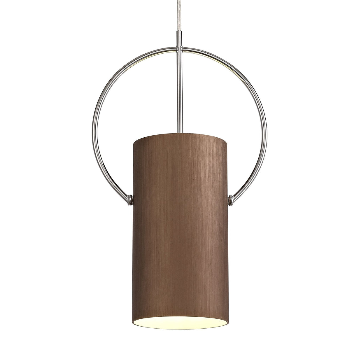 Modern Coffee & Polished Chrome Single Pendant Light, E27 Base