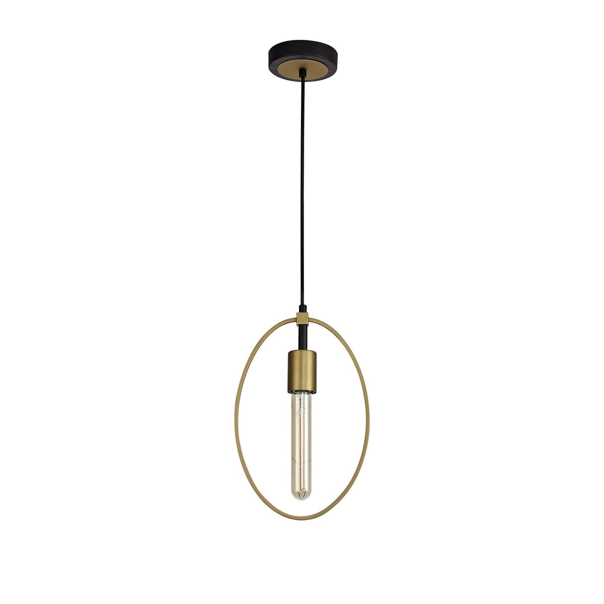 Elegant Sand Gold and Matt Black Pendant Light - Single Small Circle Design