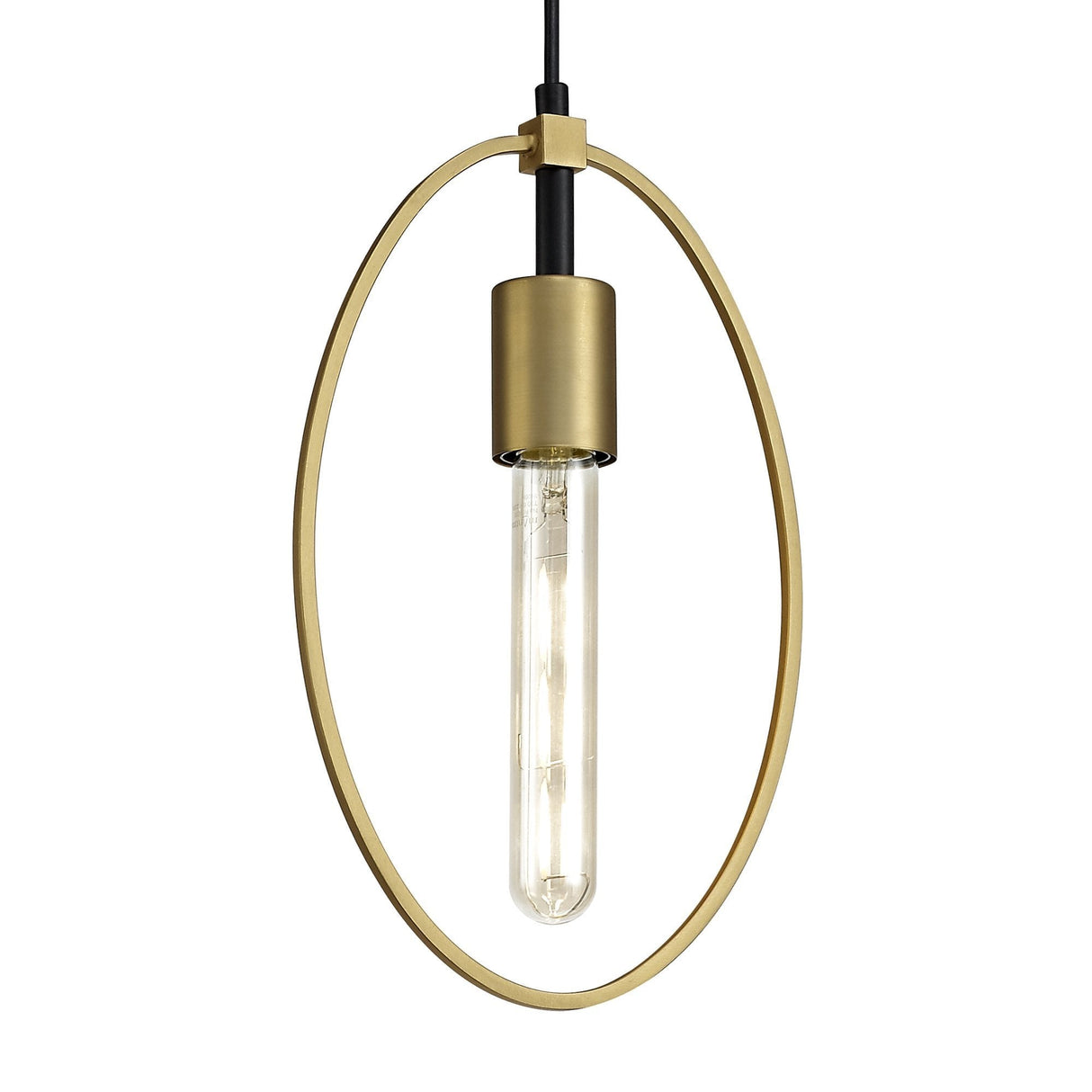 Elegant Sand Gold and Matt Black Pendant Light - Single Small Circle Design