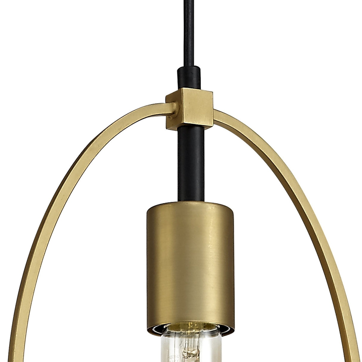 Elegant Sand Gold and Matt Black Pendant Light - Single Small Circle Design