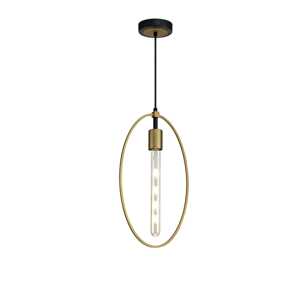 Elegant Circle Pendant Light, E27 Sand Gold & Matte Black