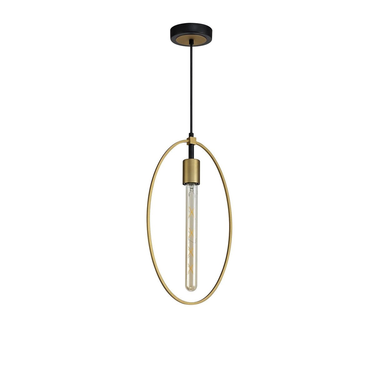 Elegant Circle Pendant Light, E27 Sand Gold & Matte Black