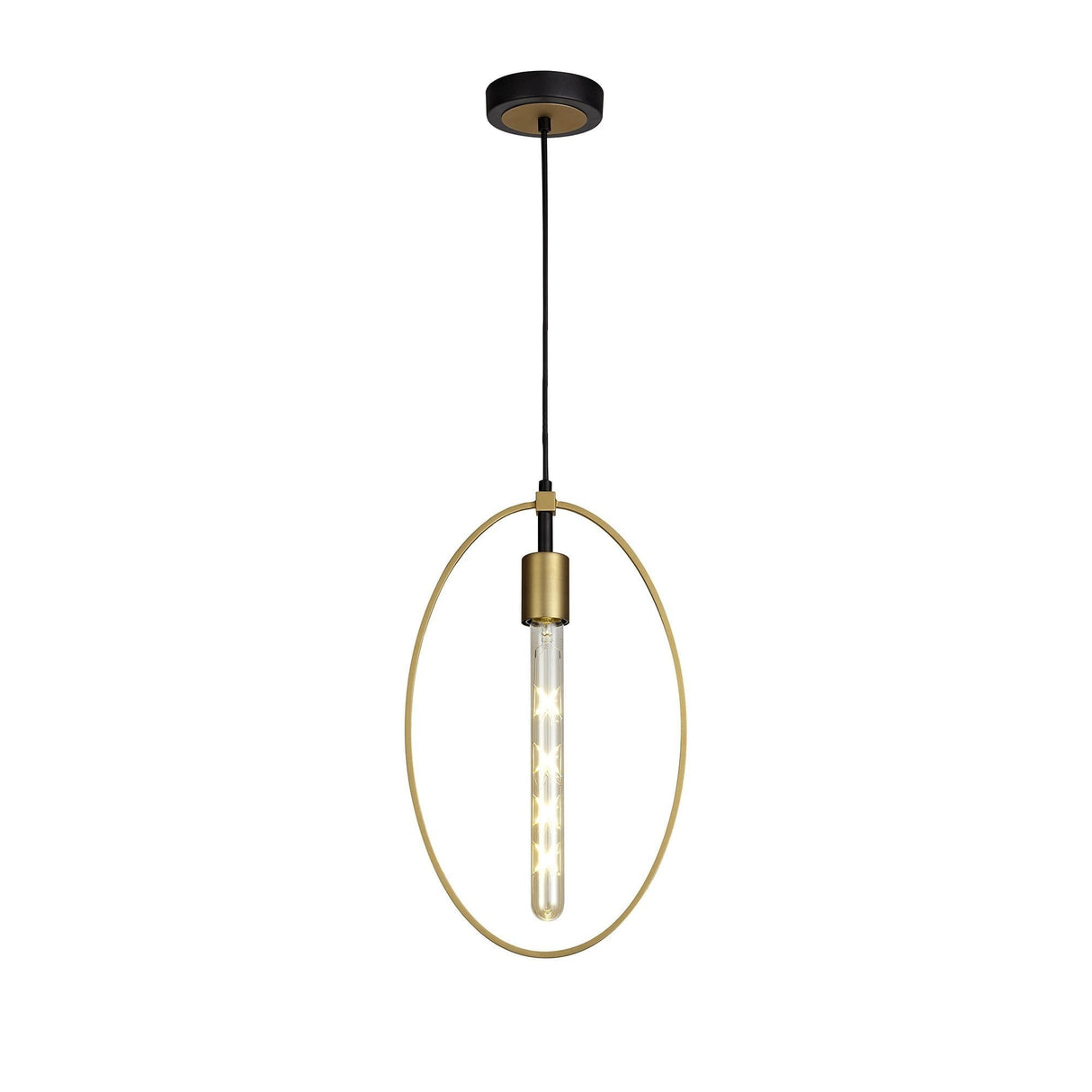 Elegant Circle Pendant Light, E27 Sand Gold & Matte Black