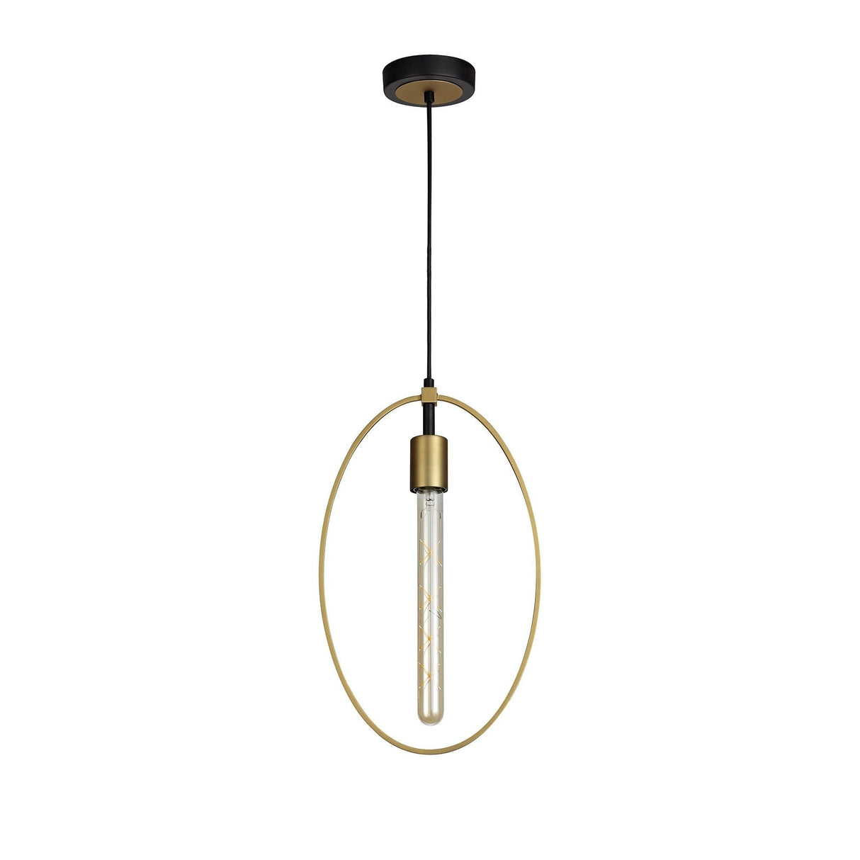 Elegant Circle Pendant Light, E27 Sand Gold & Matte Black