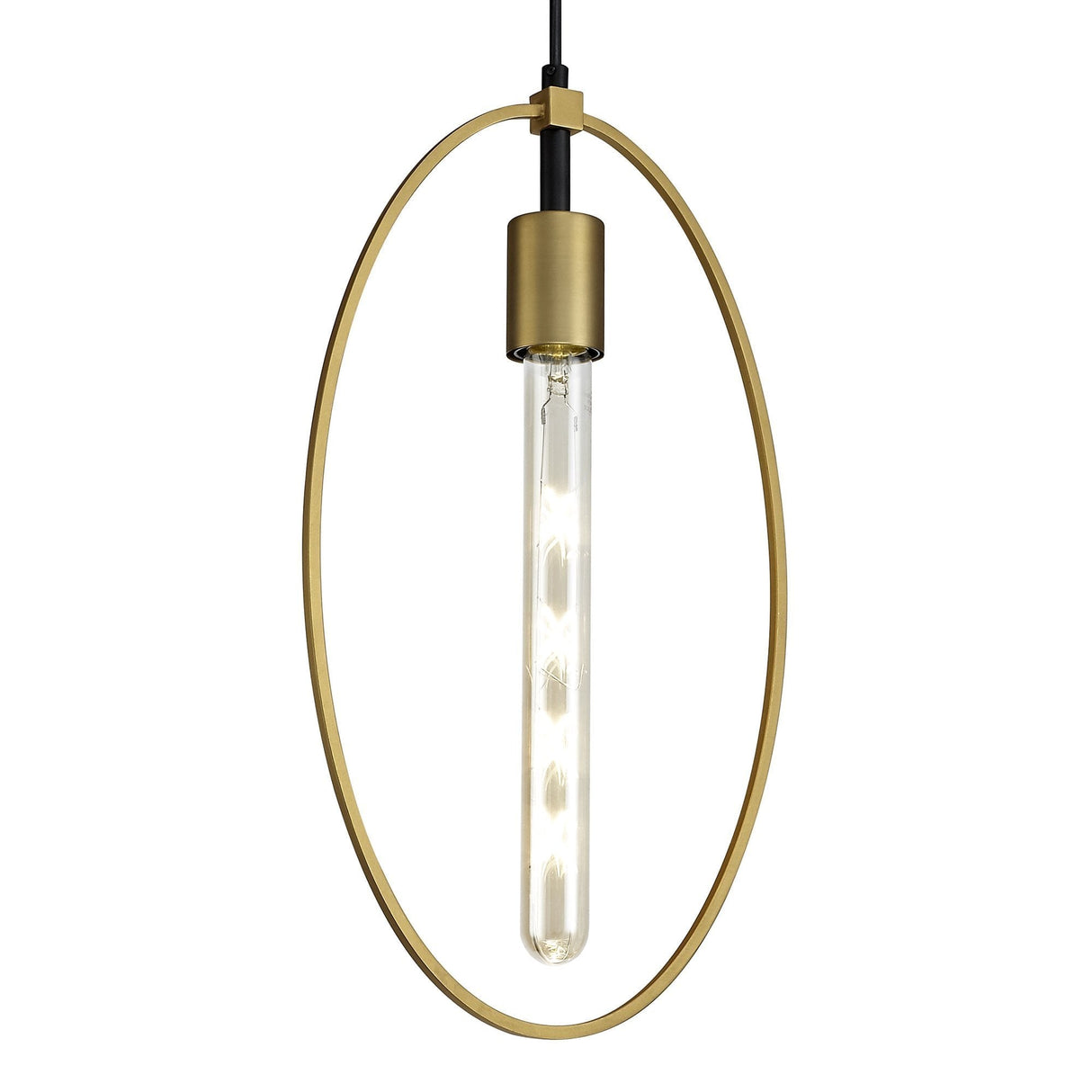 Elegant Circle Pendant Light, E27 Sand Gold & Matte Black