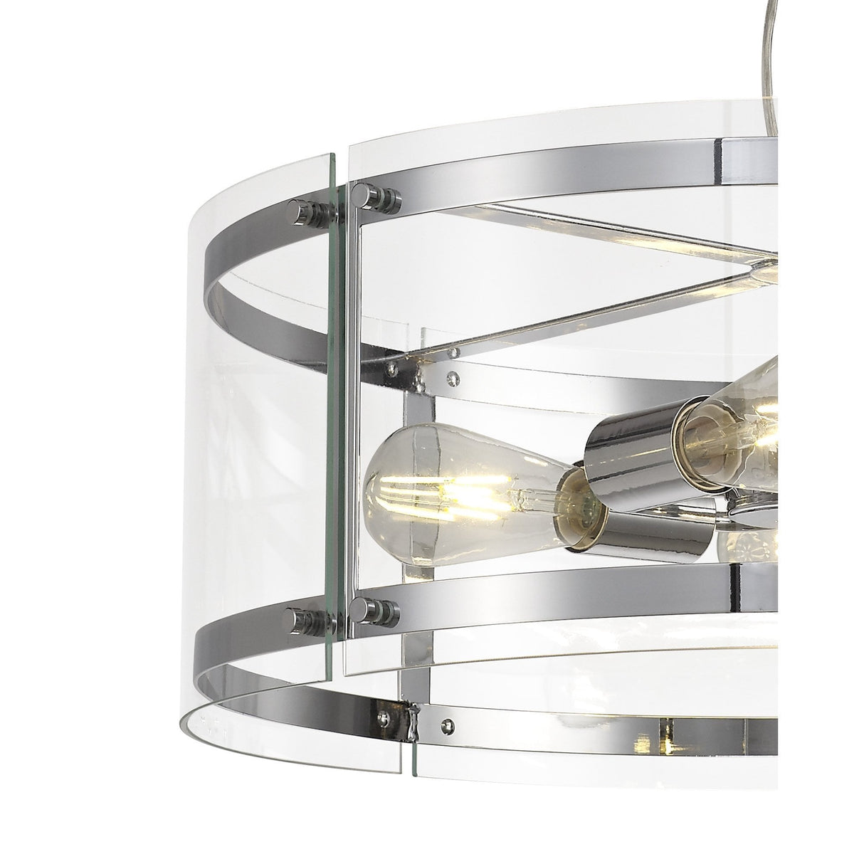Chrome Elegance: 4-Light E27 Pendant Chandelier