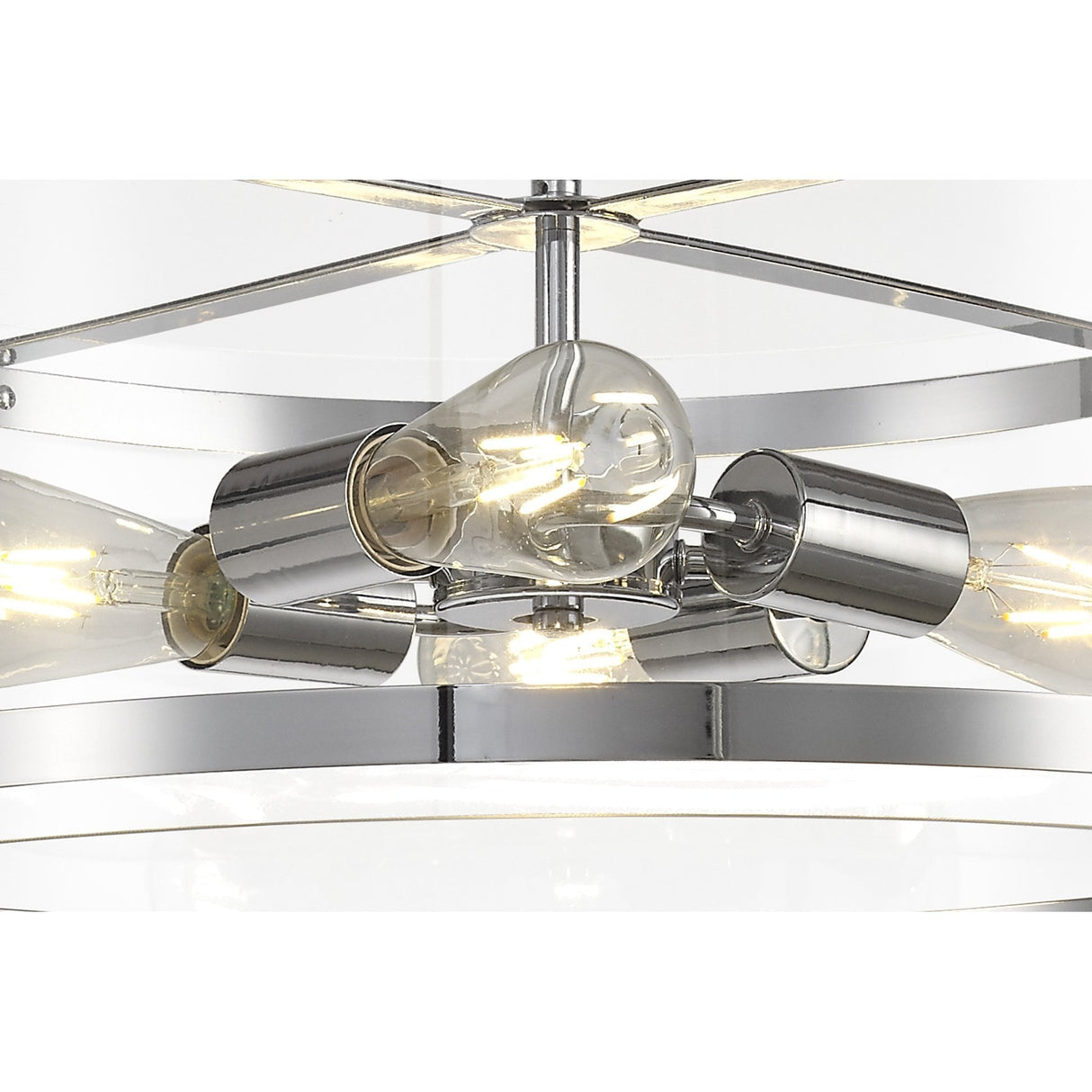 Chrome Elegance: 4-Light E27 Pendant Chandelier
