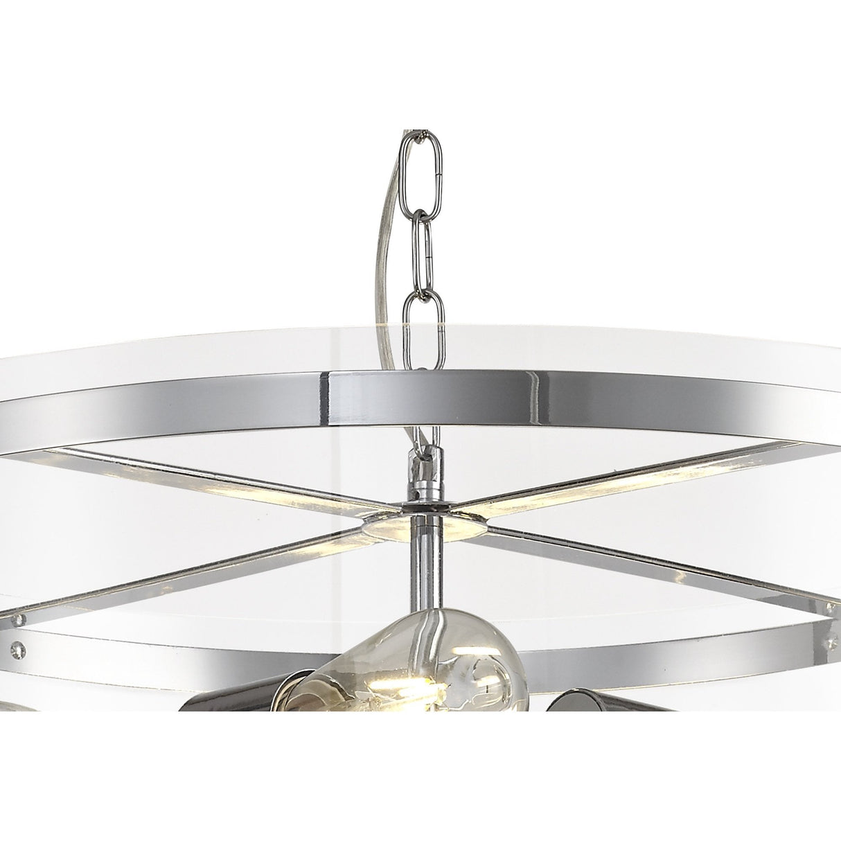 Chrome Elegance: 4-Light E27 Pendant Chandelier
