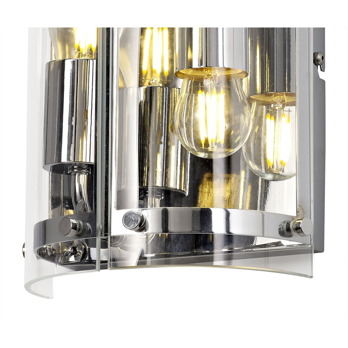 Polished Chrome Dual Light Wall Fixture with Clear Shades