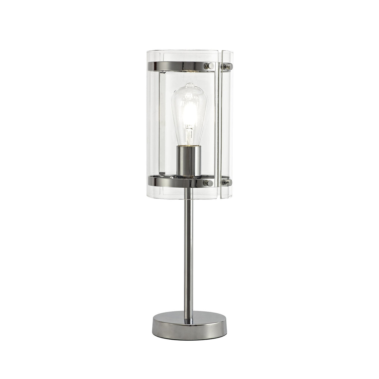 Polished Chrome Table Lamp with Clear Shade, E27 Socket