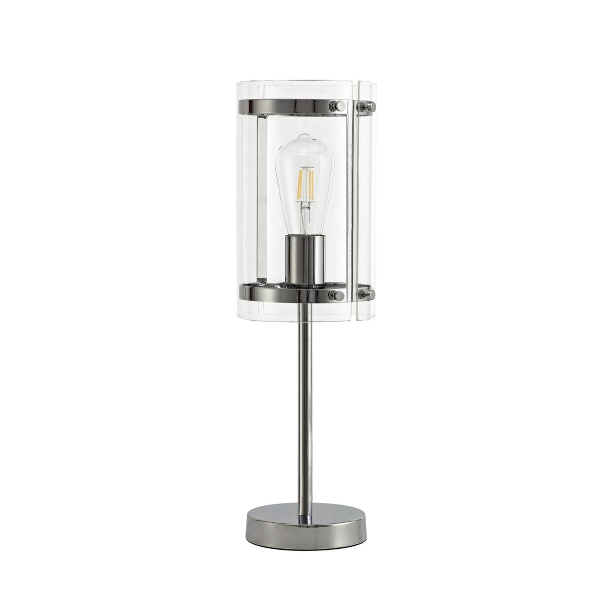 Polished Chrome Table Lamp with Clear Shade, E27 Socket