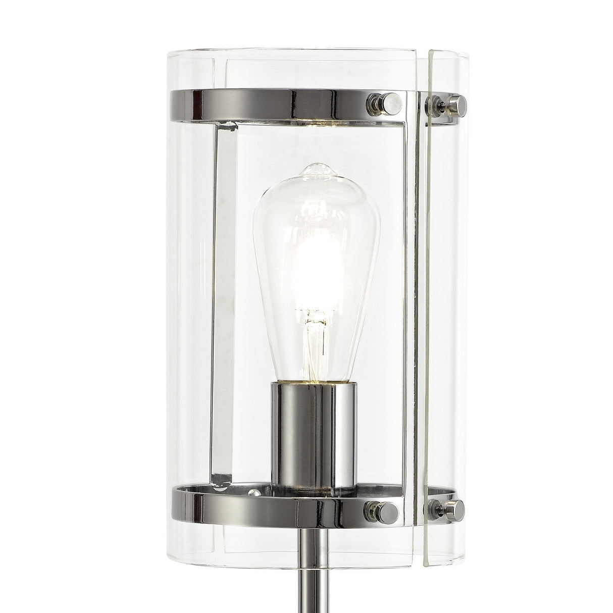 Polished Chrome Table Lamp with Clear Shade, E27 Socket