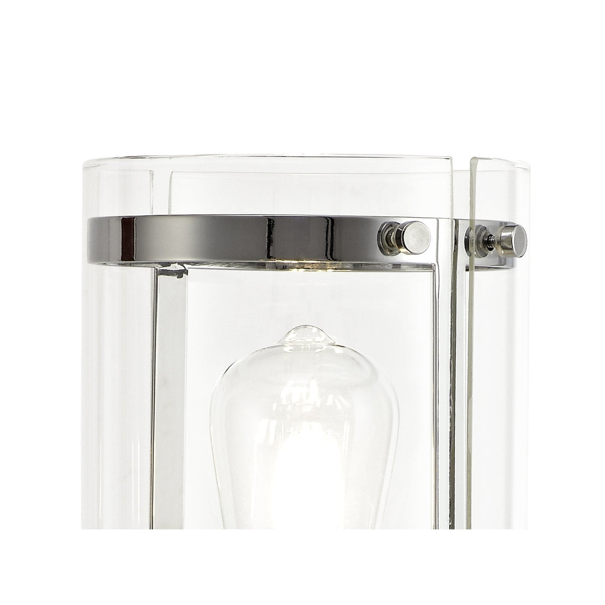 Polished Chrome Table Lamp with Clear Shade, E27 Socket