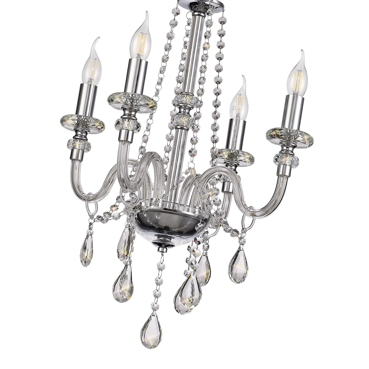 Elegant Crystal Chandelier Pendant, 4-Light, Polished Chrome Finish