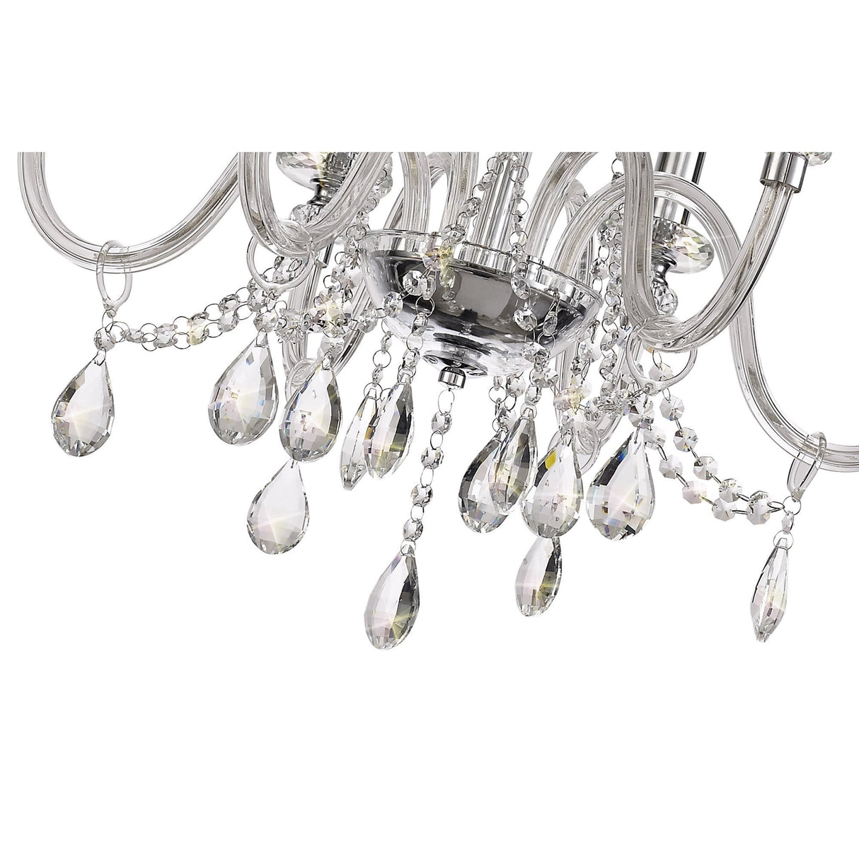 Elegant Polished Chrome & Crystal 6-Light Chandelier Pendant