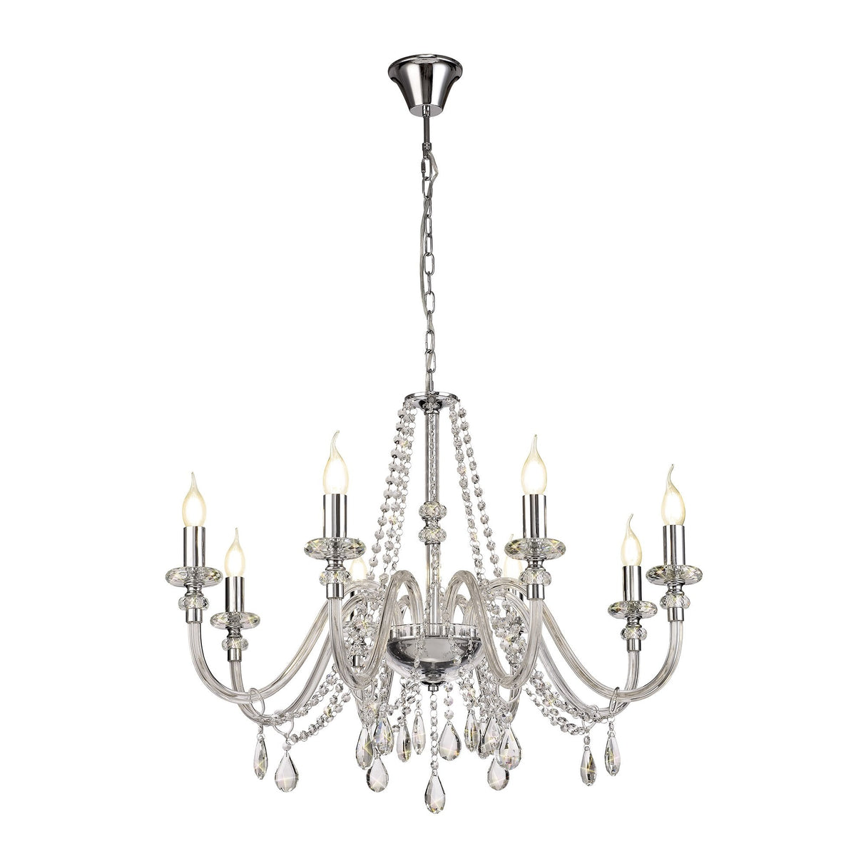 Elegant 8-Light Crystal Chandelier with Polished Chrome Finish